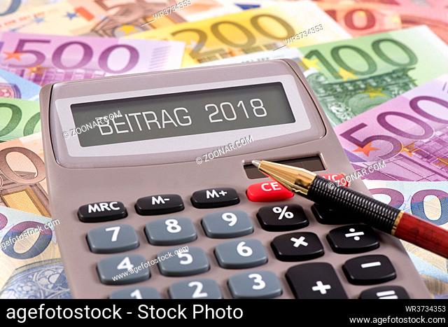 Beitrag 2018 mit Taschenrechner und Euro