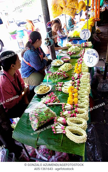 Pak Khlong Flower Market  Bangkok, Thailand, Southeast Asia, Asia