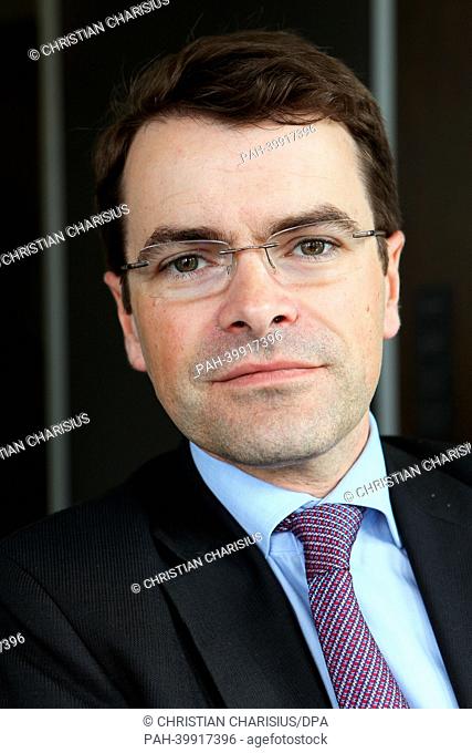 Stefan Otto, Board Spokesman of Deutsche Schiffsbank AG, a subsidiary of Commerzbank, sits after an interview with the German Press Agency (dpa) in his office...