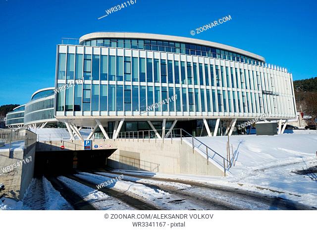 VILNIUS, LITHUANIA - JANUARY 16, 2016: New Baltic office of Danish bank - Danske Bank in winter city. Bank was founded 5 October 1871