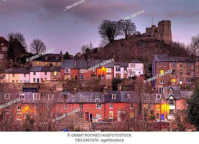 Lewes Castle and Surrounding Houses, Lewes, Sussex, UK