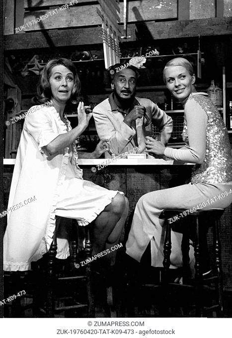 Oct. 5, 1967 - Paris, France - Actress DANIELLE DARRIEUX dining in a film scene with co-stars ROMAIN GARY and JEAN SEBERG in the film