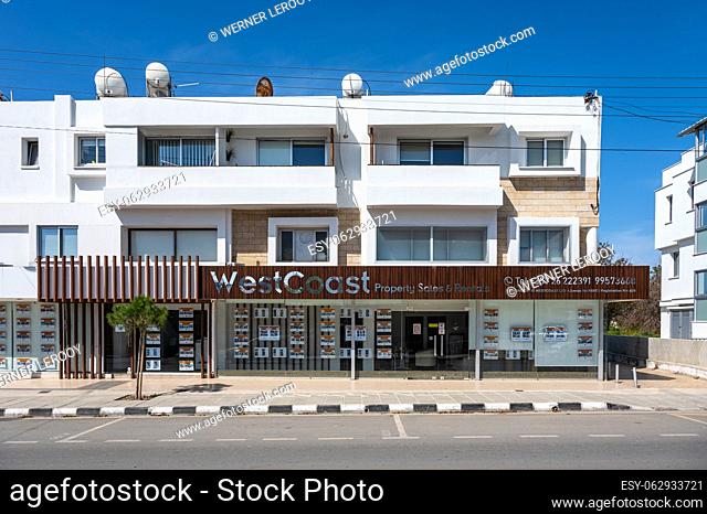 Paphos, Paphos District, Cyprus - March 23 , 2023 - The West coast property sale en rental broker
