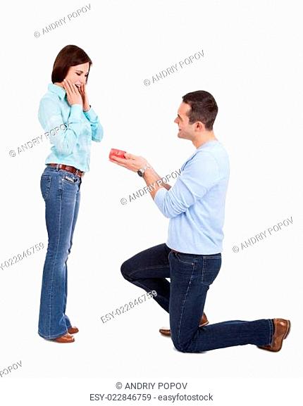 Young man giving present to his girlfriend
