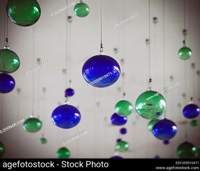 Hanging light bulbs with depth of field. Modern abstract background