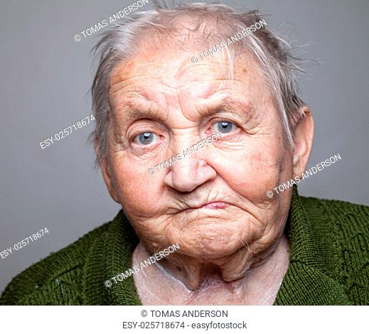 Closeup portrait of an elderly woman