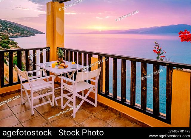 sunset balcony apartment balconyy Greece condo. Europe