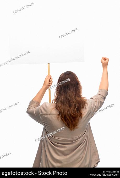 woman with poster protesting on demonstration