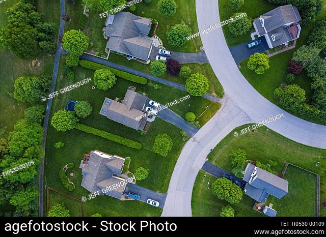 United States, Virginia, Aerial view of suburban houses