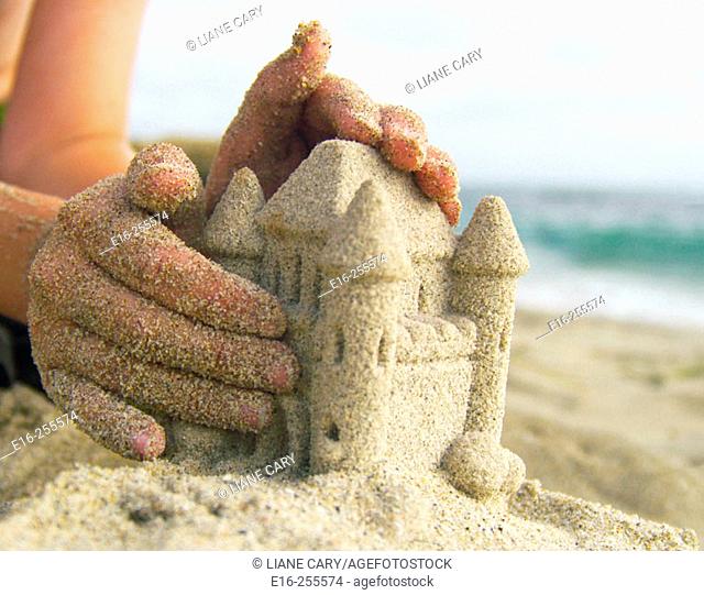 making a sand castle