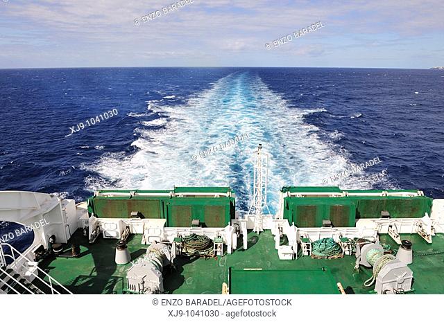 Ferry sailing in Atlantic ocean