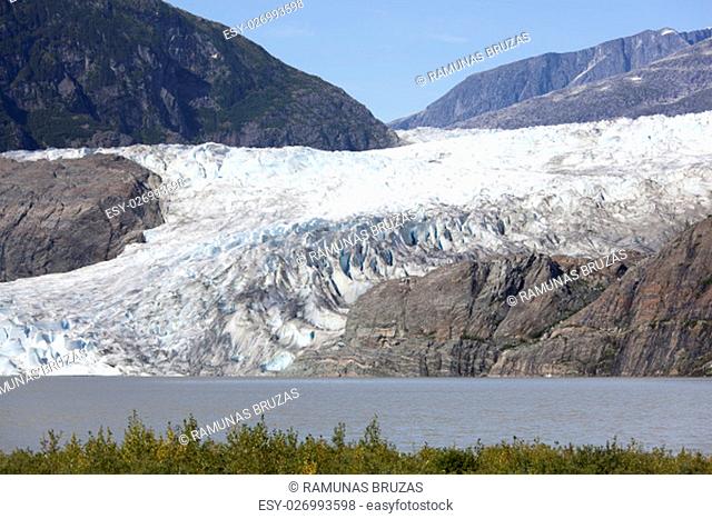 The close view of Mendenhall Glacier (Juneau, Alaska)
