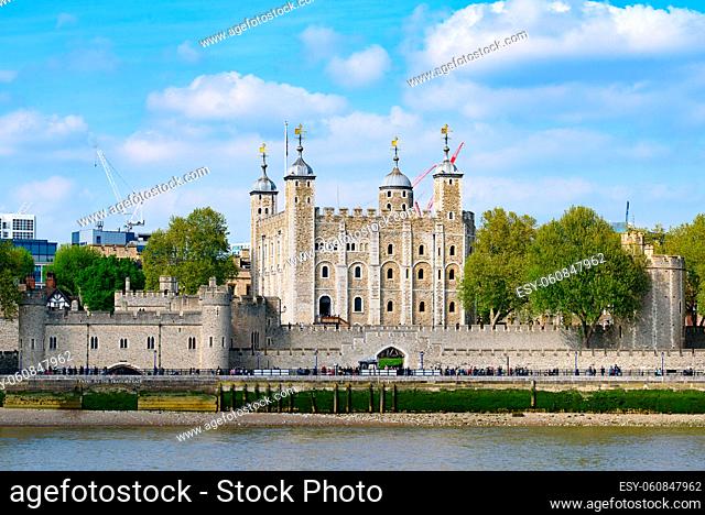 The Tower of London on the north bank of the River Thames in London, United Kingdom