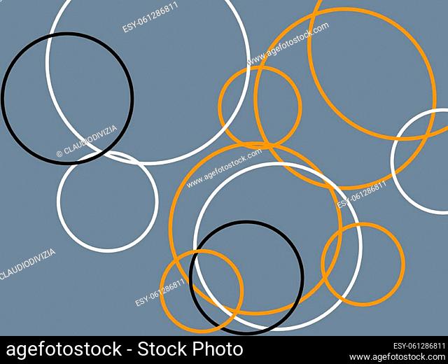 Abstract minimalist orange white grey illustration with circles and slate gray background