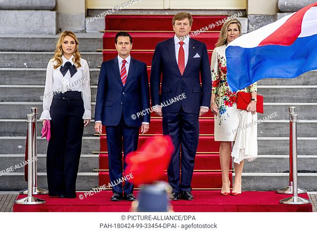 King Willem-Alexander and Queen Maxima of The Netherlands receive president Pena Nieto of Mexico and his wife Angelica Rivera de Pena at Palace Noordeinde in...