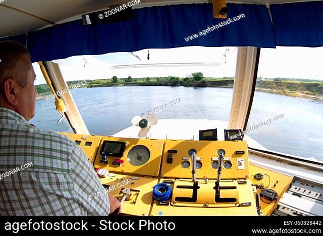 Belarus, the city of Gomel, May 30, 2017. The final holiday is the last bell. The river steamer. River ship management
