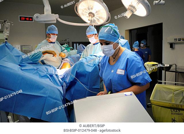 Photo essay at Lyon hospital, France. Department of urology. Vaginoplasty, operation of plastic surgery to create a vagina, required to complete a change of sex