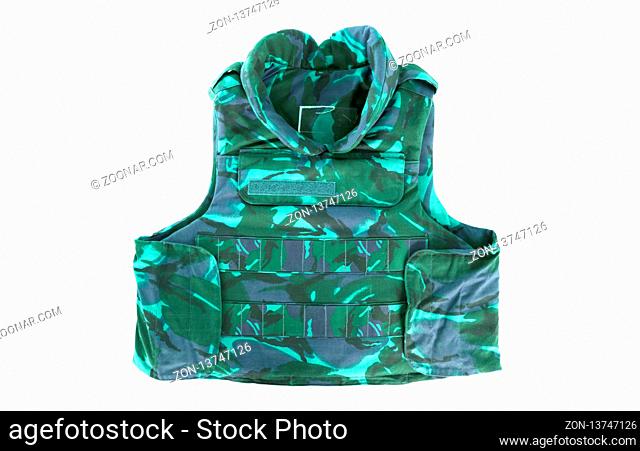 Camouflage, military body armor, isolated on white