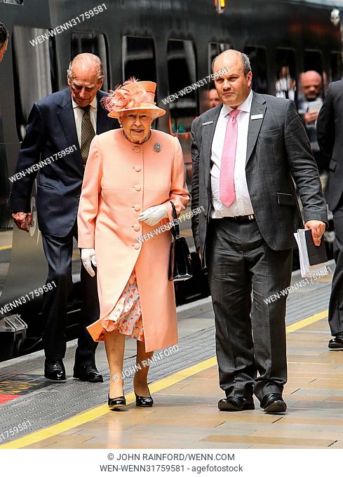 Her Majesty The Queen, accompanied by The Duke of Edinburgh, mark the 175th anniversary of the first train journey by a British monarch