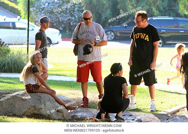 Tom Arnold and Breckin Meyer bump into each other at a park in Los Angeles. Featuring: Breckin Meyer, Tom Arnold Where: Los Angeles, California
