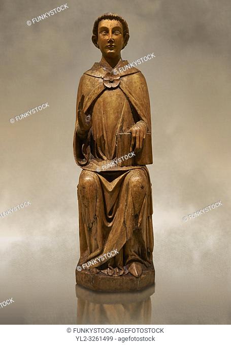 Gothic statue of Saint Peter by Joan Gasco. Tempera, oil, and stucco reliefs in gold leaf on wood. Date circa 1516. From the church of Santa Maria of...