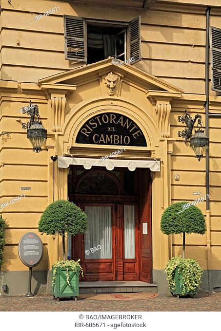 Luxury restaurant, Ristorante del Cambio at the Piazza Carignano, Turin, Piedmont, Italy, Europe