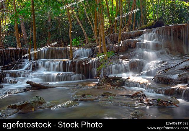 Huai Mae Khamin Waterfall in Kanchanaburi Province, Thailand