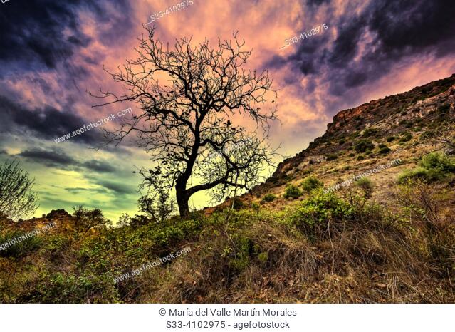 Autumn clouds in the Rio Dulce Canyon. aragosa. Guadalajara. Castilla la Mancha. The autumn clouds that cover the canyon of the Río Dulce give a magical touch...