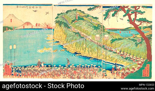 Daimyo's Processions Passing along the Tokaido. Artist: Utagawa (Gountei) Sadahide (Japanese, 1807-1878/79); Period: Edo period (1615-1868); Date: 19th century;...