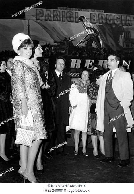 Italian actress Gina Lollobrigida arriving at the Barberini Theatre, Rome, Italy, 1967. Lollobrigida (1927-) attending the gale performance of French director...