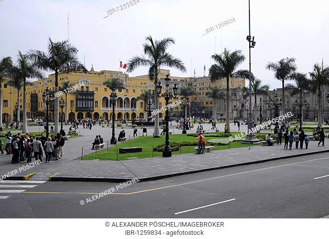 Plaza de Armas de Lima, historic centre, Lima, Peru, South America, Latin America