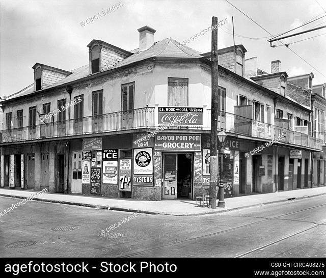 Street Scene, 701 Bourbon St., corner St. Peter St., New Orleans, Louisiana, USA, Frances Benjamin Johnston, 1937