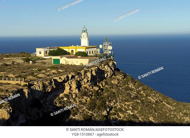 Mesa Roldan Lighthouse, Cabo de Gata-Nijar Natural Park, Almeria province, Andalusia, Spain