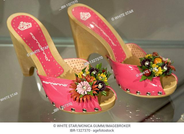 Fashion boutique Fornarina, pink summer shoes 89Û, Palermo, Palermo Province, Sicily, Italy, Europe