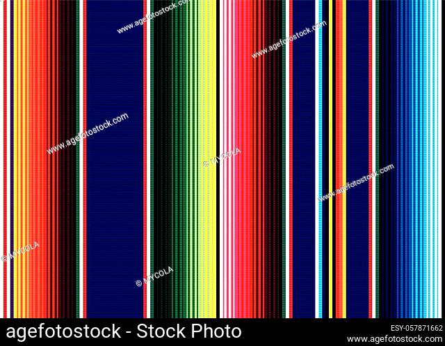 Blanket stripes seamless vector pattern. Background for Cinco de Mayo party decor or ethnic mexican fabric pattern with colorful stripes