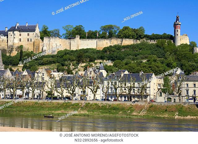Chinon, Castle, Château de Chinon, Chinon Castle, River Vienne, Indre-et-Loire, Pays de la Loire, Loire Valley, UNESCO World Heritage Site, France
