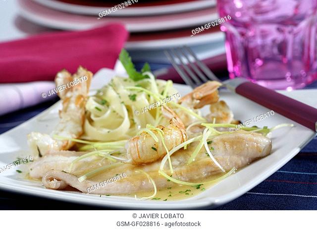 Sole fish with Dublin bay prawns