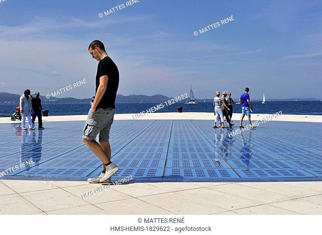 Croatia, Dalmatia, Dalmatian coast, Zadar, unit of glass plates which function like photovoltaic modules created by Nikola Basic