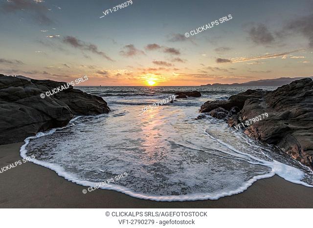 Sunset shot from Baker Beach. San Francisco, Marin County, California, USA