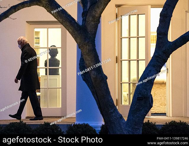 President Joe Biden departs the White House for a weekend trip to Camp David, in Washington, DC on Friday, February 12, 2021