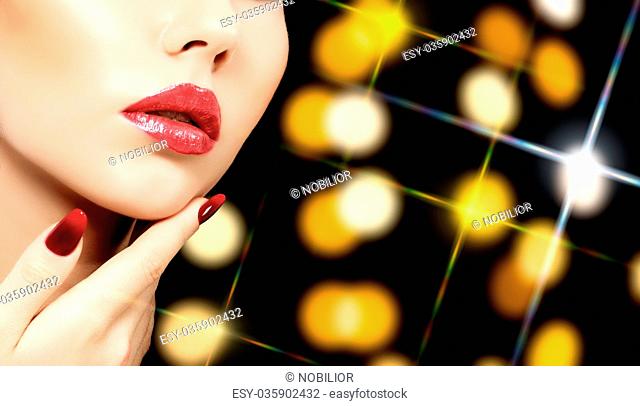 Beautiful woman face against an abstract background