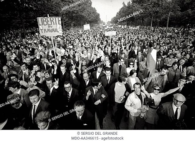 The risk of a revolution in Paris has been averted. Placards exalting 'work freedom', the end of strikes, and the support to President De Gaulle in a...