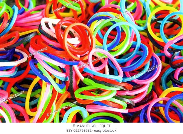 Colorful Rainbow Loom Bracelet Rubber Bands Fashion Close Up Wit