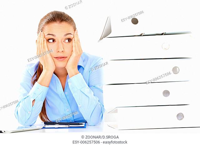 Overworked stressed businesswoman