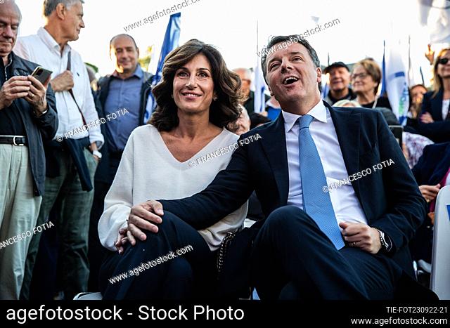 Matteo Renziì, Agnese attends the closing election campaign of Azione-Italia Viva, in Rome, Italy, 23 September 2022. Italy will hold its general snap elections...