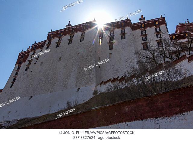 The Potala Palace was founded about 1645 A. D. and was the former summer palace of the Dalai Lama and is a part of the Historic Ensemble of the Potala Palace