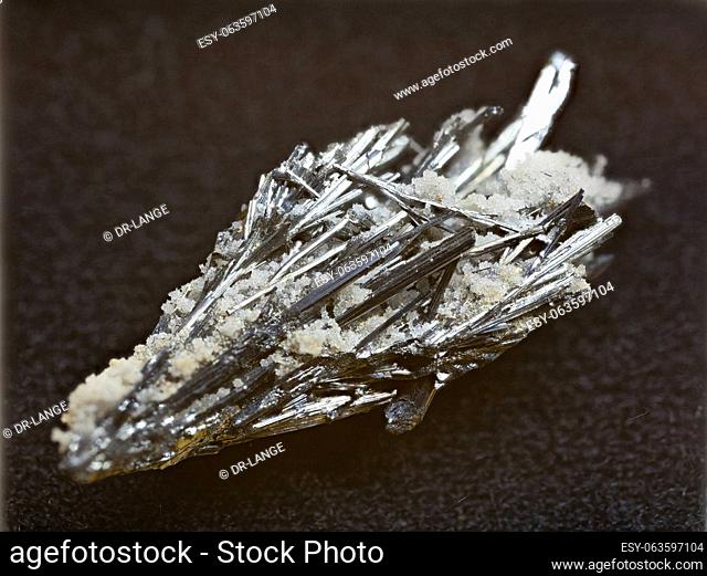 Antimonite crystals in close-up