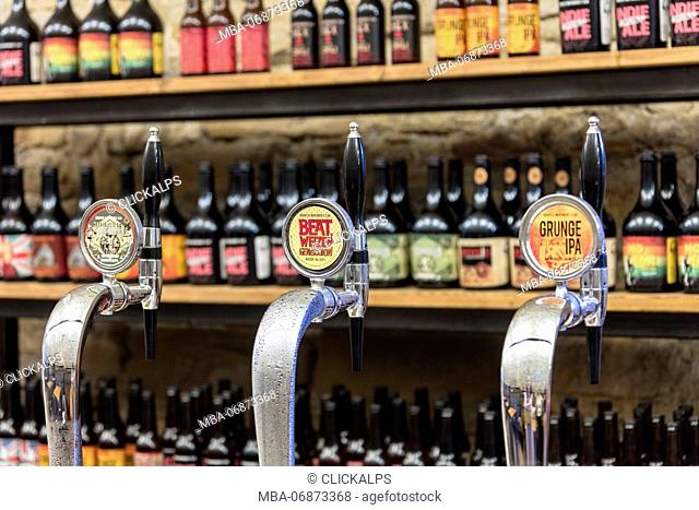 Draft beer in the canteen of the monastery of Astino, Longuelo, province of Bergamo, Lombardy, Italy, Europe