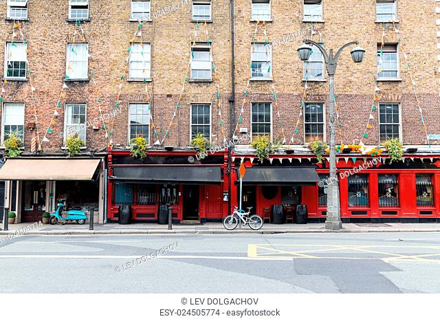 architecture concept - building with bar or pub on street of Dublin city