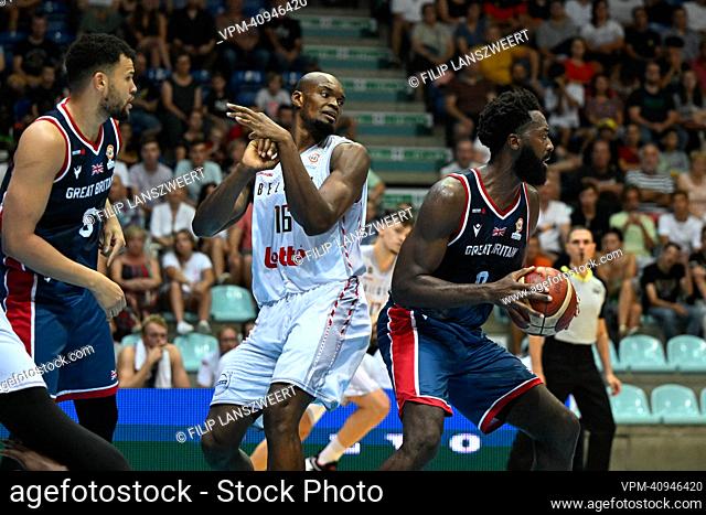 Belgium's Kevin Tumba pictured in action during a basketball match between Belgian national team 'the Belgian Lions' and Great-Britain